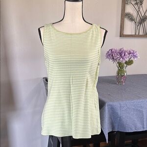 NWOT Women’s Talbots Size L Green/ White Striped Tank Top